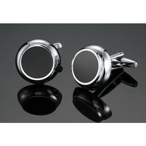 Hot sales round Black enamel cufflinks in high quality French shirts cufflinks wholesale/retail/friends gifts