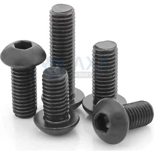M2 M2.5 M3 M4 M5 M6 M8 M10 Grade 10.9 Alloy Steel Screws Hex Socket Round Head Cap Black Screw Furniture Fastener Bolt