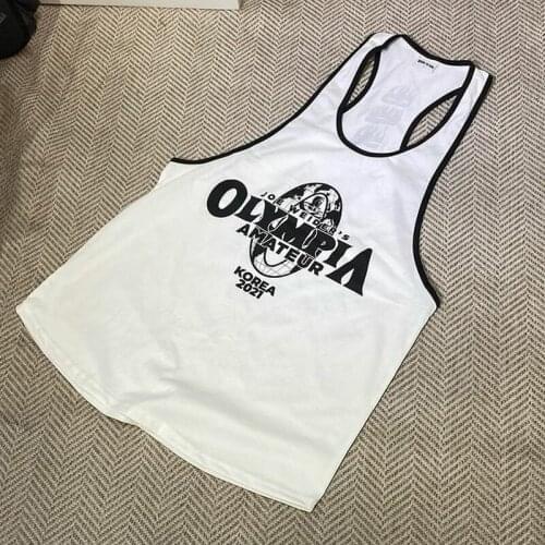 Summer New Bodybuilding Fitness Singlets Muscle Vest Cotton Quick-Drying Breathable Gym Workout Men Round Neck Clothing Tank Top