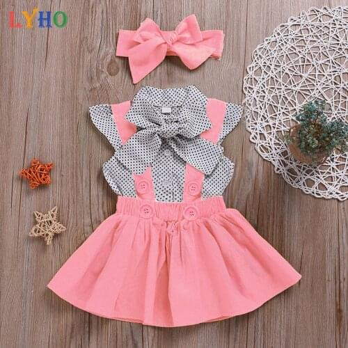 Fashion Summer Toddler Girl Clothes Casual Suspender Bow Skirt & Shirt for Girls Clothing 3 Pcs Set 2 To 6 Year Kids Costume