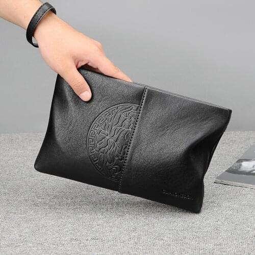 Xiao.p Fashion Mens High Quality Leather Hand Bag Mens Envelope CK Style Handbag IPad Bag Multi-function Large Capacity Bag