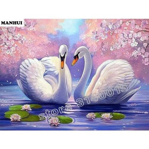 Diy square drill diamond painting cross stitch mosaics Full 100% cover embroidery A pair of swans diamond embroidery BFC049