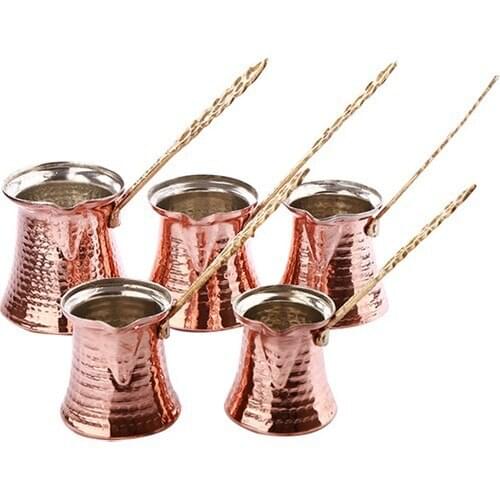 Menzir Copper Coffee Pot Set 5 Hand Made Copper Coffee Pot Set FREE SHİİPPİNG