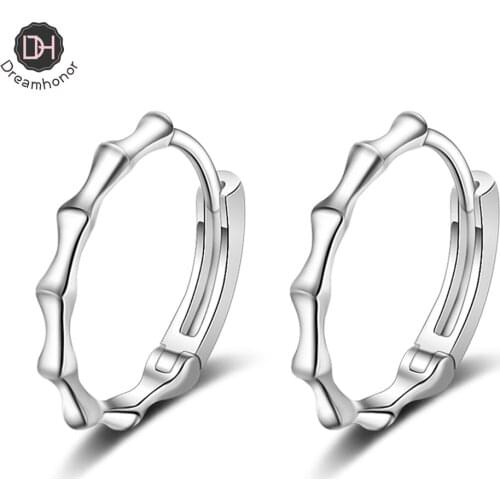 Dreamhonor 2021 New Arrivals Fashion 925 Sterling Silver Bamboo Round Earrings Jewelry For Women Gift Accessory
