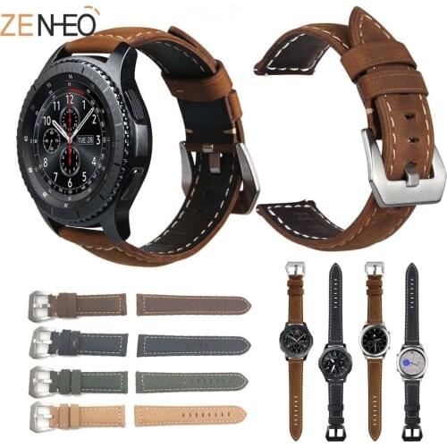 New arrival 22mm retro genuine leather band For Samsung Gear S3 watch 46mm strap For Huawei Watch GT genuine leather watchbands