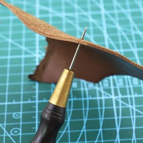 4Sizes Sandalwood Handle Scratch Awl Leather Awl Tool for Leather Punch Hole or DIY Handmade Repair Sewing Crochet Hook Needle