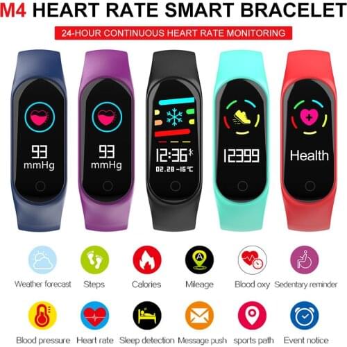 M4 Fitness Tracker Smart Bracelet Color Screen Blood Pressure Heart Rate Monitor Waterproof Wrist Band Electronics Wristbands