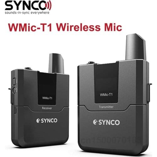 SYNCO WMic-T1 Wireless Lavalier Microphone System 16 Channel Transmitter Receiver for Camera and Smartphones Lapel Video Mic