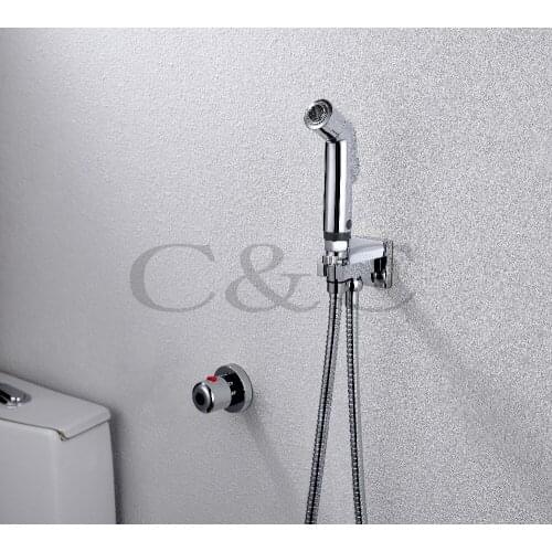 Thermostatic Shattaf Bidet Gun Wall Mounted Chrome Portable Women Cleaner A1601D