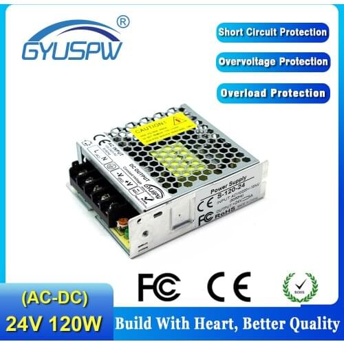 Universal DC24V power supply adjustable 5A 120W Led Driver Transformer 100-240V AC To DC 24V for LED Strip Light CCTV CNC Lamp