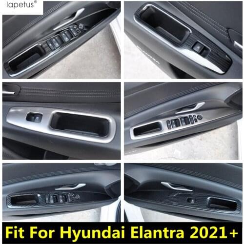 Lapetus Inner Door Armrest Window Lift Button control Panel Cover Trim ABS / Stainless Steel Interior For Hyundai Elantra 2021