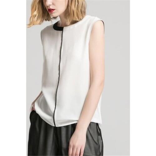 Female Summer Solid Oversize Thin 100% Silk Blouse Woman Hedging Silk Loose Tops Women Splice Chemise Lady Seda Hedging Shirts