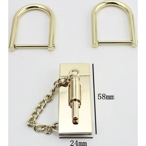10sets Hardware accessories D ring screw deduction chain lock luggage twist buckle DIY bag handbags lock