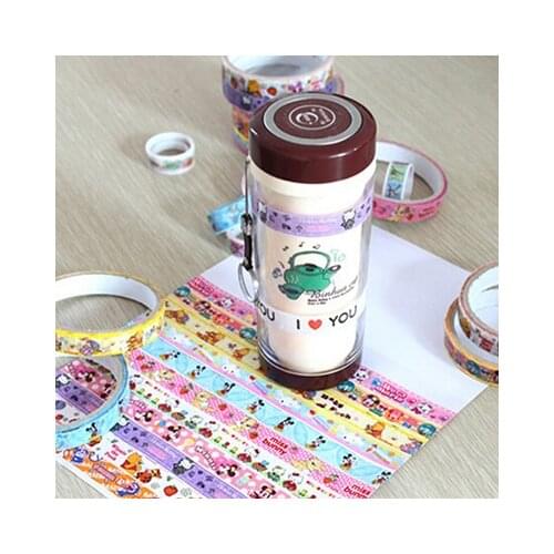 10PCS 1.8M Cartoon Print Tape Decorative Adhesive Tape Masking Sticker Diary Tapes Cinta Adhesiva Decor Office School Supplies