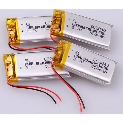 10pcs/Lot 3.7V 602040 500mAh Rechargeable li Polymer Li-ion Battery For bluetooth headset mouse Bracelet Wrist Watch 062040