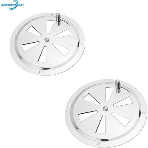 2X Marine Hardware Stainless Steel Boat Round Air Louver Vent Grille Ventilation Louvered Ventilator Grill Cover Side Knob Open