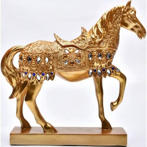 28.2*28*8cm Upscale Home Decoration Crafts Creative Diamond Resin Home Figurines Fashion Wedding Party Luxurious Horse Crafts
