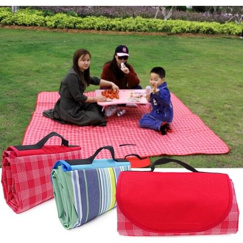 3 Size Plaid Outdoor Picnic Blanket Waterproof Portable Foldable Beach Mat Sleeping Pad Cushions Moistureproof Camping Equipment