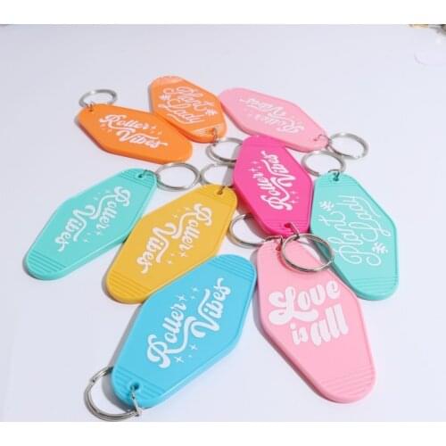 600Pcs Custom Logo Glitter Acrylic Keychain Charm Cute Heart Shape Hotel Key Tag Motel Keychains