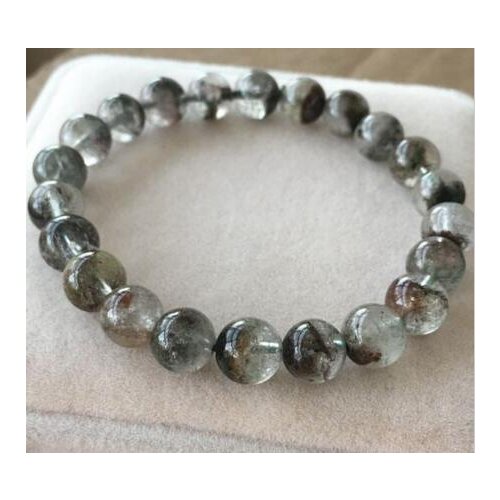 Free shipping 8.5mm Natural Green Phantom Ghost Garden Quartz Crystal Beads Bracelet AAAA