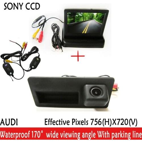 Free Shipping!!!WIFI camera Rear view camera Trunk handle with 4.3 inch monitor Reverse Camera for Audi A4 A6 A8L S5 Q3 Q5