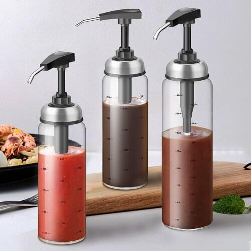 Stainless Steel Seasoning Bottle Oyster Sauce Squeeze Kitchen Dispenser Lead-free Glass Sealed Storage Bottles Press The Mouth