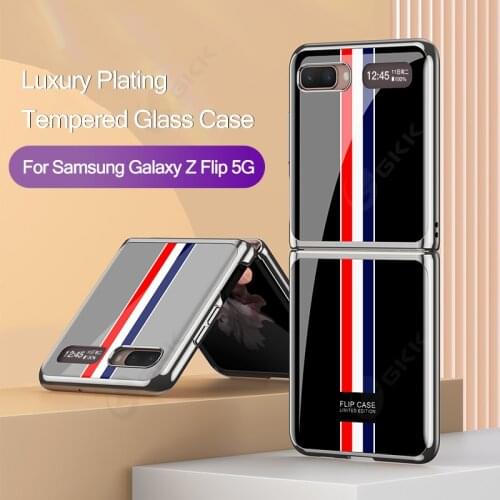 Luxury Tempered Glass Case For Samsung Galaxy Z Flip Fold 2 5G Plating Edge Protective Cover For Samsung Z flip Fold 2 5G Case