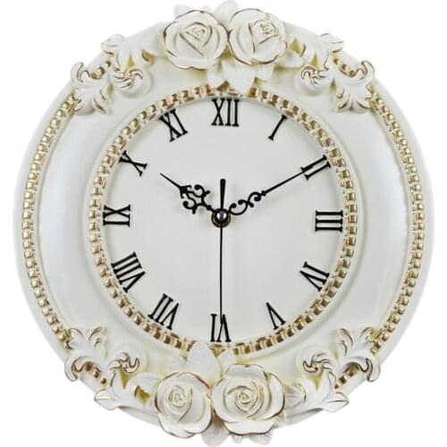 Creative Resin Craft Rose flower European Decorative Digital Wall Clock Quiet Room Clock Hotel Restaurant Decoration