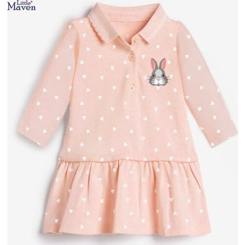 European And American Style Girls Long Sleeve Lapel Autumn New Arrival Children Dress Polka Dot Rabbit Lovely Dresses