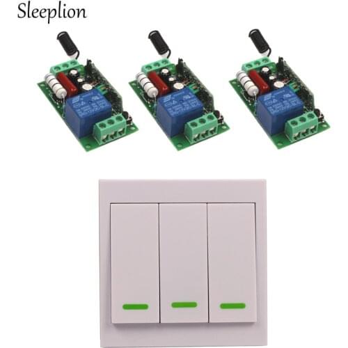 Sleeplion Home LED Lamp Lights Fans 220V 110V 10A 3 Way Wireless Wall Remote Control Switch Transmitter 3 Receiver