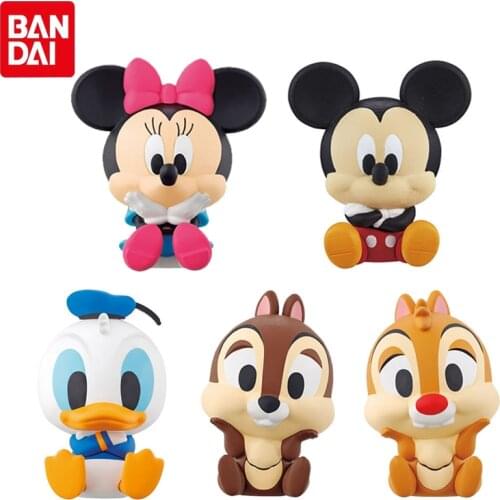 Bandai Genuine Gacha Disney Character Modeling Clip Dolls Mickey Mouse Minnie Mouse Donald Duck Chip 'n' Dale Action Figure Toys