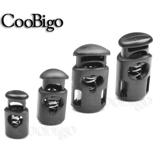 12pcs Plastic Black Cord Lock Stopper Single Hole Spring Clasp Stop Toggles For Paracord Garment Hang Lanyard Rope Accessories
