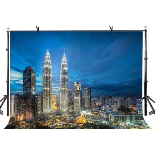 7x5ft Gemini Building Backdrop Gemini Building City Night Photography Background and Studio Photography Backdrop Props