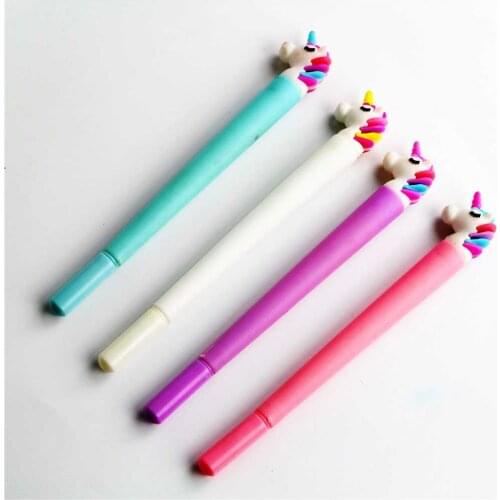 4pcs/ A Set Beautiful Unicorn Gel Pen Student Signature Pen Writing Exam Pen Refill Pen Stationery Office For School 2020