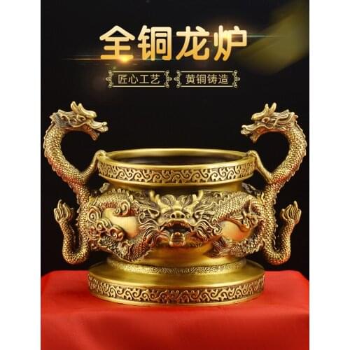 Pure Copper Kowloon Incense Burner Ornaments Aromatherapy Stove Home Indoor Incense Holder Worship Large Size Buddha Utensils