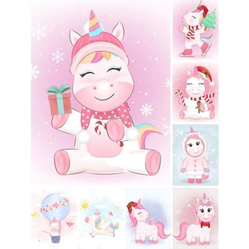 Cartoon Unicorn Christmas Snowy 5D Diy Full Square and Round Diamond Painting Embroidery Cross Stitch Kits Wall Art Home Decor