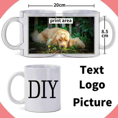 DIY Customized Ceramic Mug Personalized Coffee Milk Cup 350ML 12oz Creative Present Gift Print Picture Photo LOGO Text