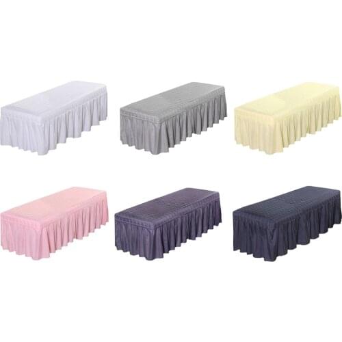 Cosmetic Beauty Massage Table Skirt Beauty Salon Bed Valance Sheet Cover with Face Breath Hole 4 Sizes Selective
