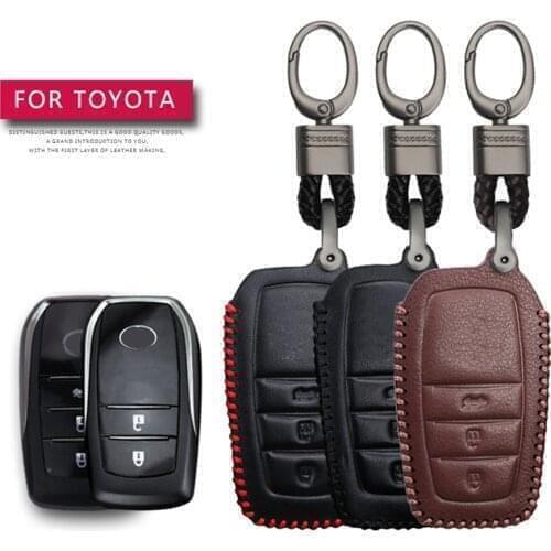 Leather Car Key Cover Case For Toyota Prius Camry Corolla C-HR CHR RAV4 Prado Auris Avensis Land Cruiser 200 Prado Crown Revo
