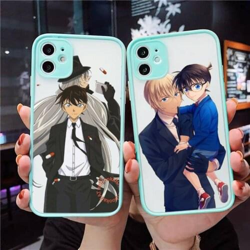 Anime detective Conan Phone Case Matte Transparent for iPhone 7 8 11 12 s mini pro X XS XR MAX Plus cover funda