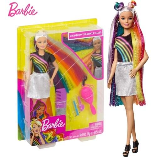 Barbie Fashionistas Doll Rainbow Sparkle Hair with Accessories and Clothes Toys for Girl Brinquedos Fashion Boneca Dolls Fashion
