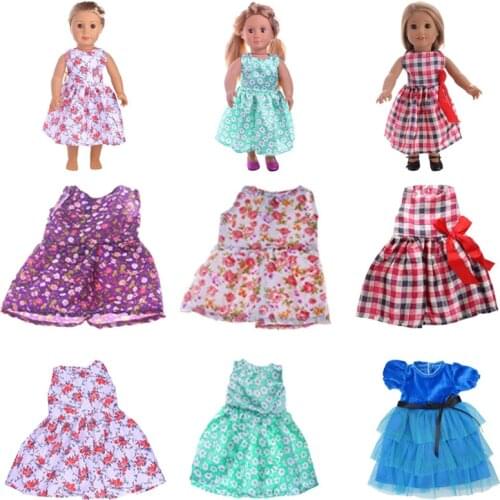 Doll Clothes Dresses Plaid & Print & Flannelette Skirts For 18 Inch&43 Cm Dolls&New Born Baby Generation Girls Birthday Gifts