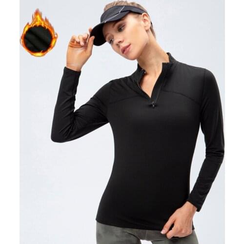 Autumn Winter Thermal Sports Jacket Women Long Sleeves Yoga Shirts Stand-up Collar Warm Sweater Running Training Fitness Clothes