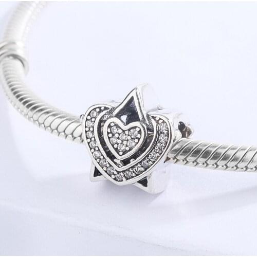 Full White Mini-Cute Bling Heart Star Shape Bead Diy Fit Bracelet Bangle Charm Decorative Jewelry For Best Friends