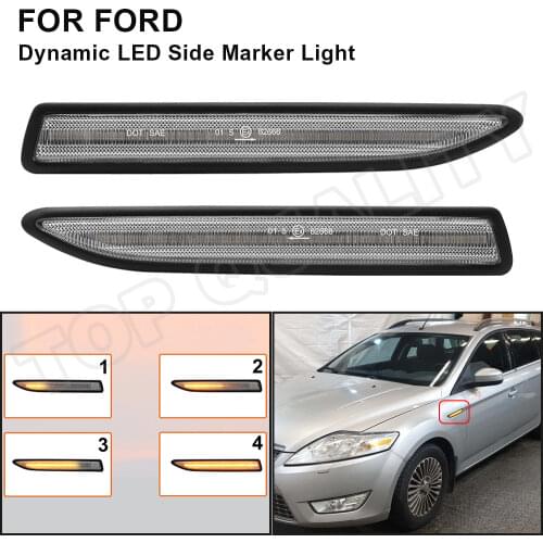Clear LED Sequential Dynamic Arrow Turn Signal Light For Ford Mondeo Mk4 Hatchback Saloon Estate (BA7) 07-15 Side Marker Lamp