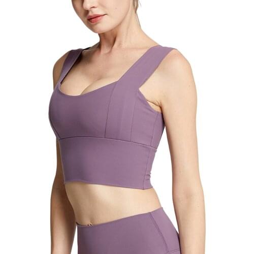 Sexy Summer Womens Solid Color Sports Bustier Vest Sleeveless Low Neck Wide Strap Slimming Tanks Tops Sports Yoga Bra