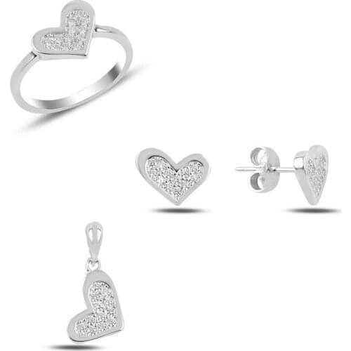 Silverlina Silver Heart Zircon Stone Set