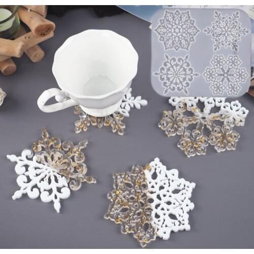 Snowflake Coaster Mold 4 inch Coaster Silicone Mold DIY Geode Coaster Mould Tool