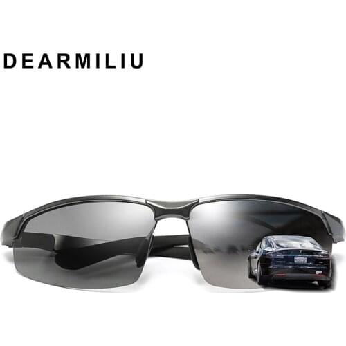 DEARMILIU Aluminum magnesium Frame Lens Photochromic Sports Polarized Sunglasses Men Driving Day and Night Vision Sun Glasses