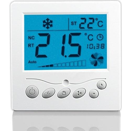 Large LCD TFAEY-307L 220VAC Room Thermostat With Backlight For Fan Coil and Motorized Valve